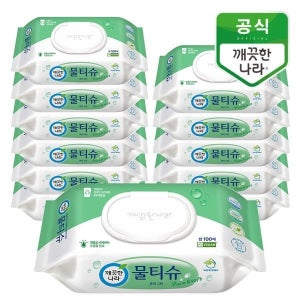 깨끗한나라 [하프클럽]깨끗한나라 물티슈 퓨어 그린 캡형 100매 12팩