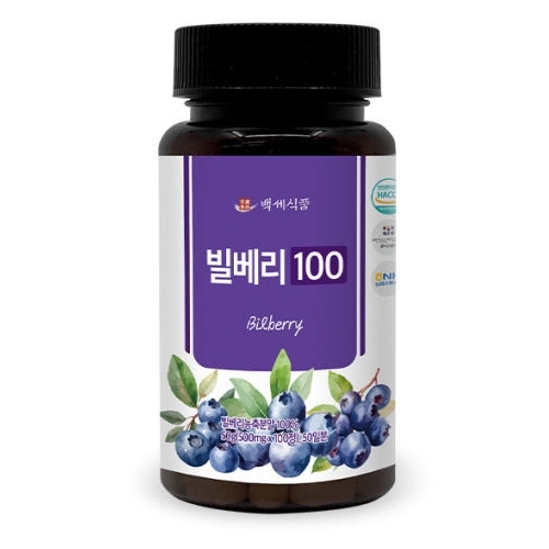 백세식품 <b>빌베리</b>100 정 500mg x 100정, 1개