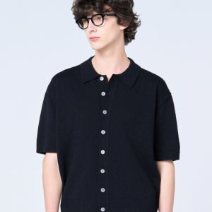 [효지] 25 SS 워셔블 부클 크롭 [카라] 반팔 니트 가디건 ( 블랙 ) 5007590310