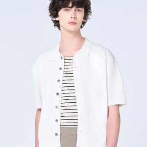 [효지] 25 SS 워셔블 부클 크롭 [카라] 반팔 니트 가디건 ( 아이보리 ) 5007590312