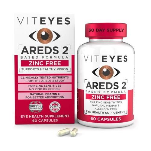 <b>Viteyes</b> AREDS 2 <b>아연</b> 프리 황반 지지, 내추럴 60 카운트(1팩)