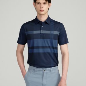 [닥스 남성] [LF몰단독/워셔블] 네이비 기능성 체크 반팔 카라티 DMTS5B303N2