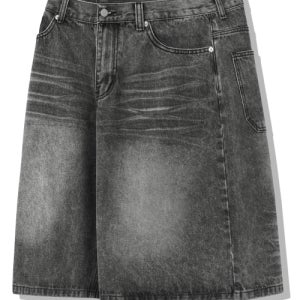 [트릴리온] 캣 브러쉬 워시드 버뮤다 데님 쇼츠 [라이트 그레이] TRSPT55GR