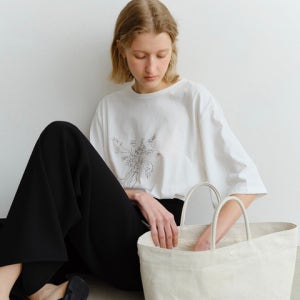 [오브베이지] 캔버스 보트 백_헤링본 베이지