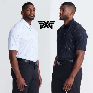 PXG 아이콕 핀 스트라이프 카라 판발 티셔츠 남성용 골프 폴로 셔츠 화이트 블랙