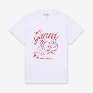 [가니] 베이직 저지 버니즈 릴렉스핏 반소매 티셔츠 - 화이트 / T3994151 T3994151SS25