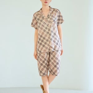 [닥스 여성] 반소매 반바지 SET 체크 풍기 인견 파 DLUN5B291I2