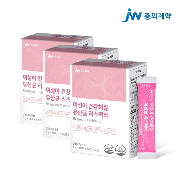 <b>JW중외제약</b> 여성 <b>질</b> 유산균 리스펙타 프로바이오틱스 질건강 30포 3박스