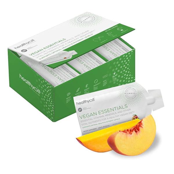Healthycell 비건 식물성 오메가 3 모발 피부 손톱 뇌 에너지 <b>멀티</b>비타민 <b>리퀴드</b> <b>젤</b> (<b>젤</b> 팩 30개)