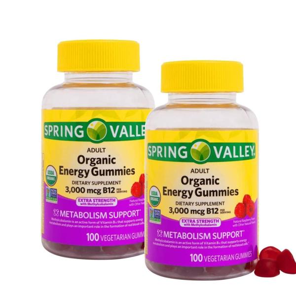 <b>스프링밸리</b> 비타민B12 <b>에너지</b> 구미 라즈베리 3000mcg 100정 2개 <b>Spring Valley</b> Vitamin B12 Gummies
