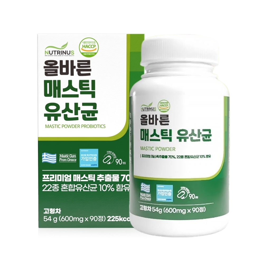 뉴트리너스 올바른 매스틱 유산균 600mg x 90정, 1개
