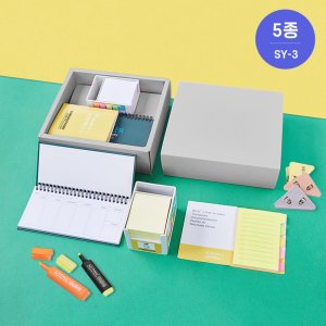 (SY-3) NEW스마트큐브메모함(B형)+하드커버플래너(소)+수첩형형광인덱스포스트잇세트 기념품 판촉물 맞춤제작