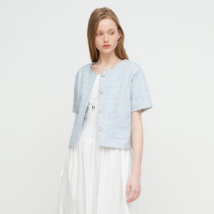 [JJ지고트] 트위드 라운드넥 크롭 재킷 (LIGHT BEIGE) GR5P0JKT11