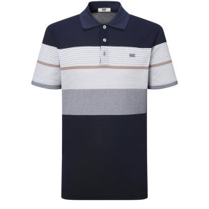 [닥스 남성] [GIFT] 코튼 혼방 네이비 면블럭 반팔 카라 티셔츠 DMTS5BC21N2