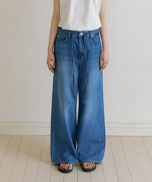 [링서울] wide string denim pants 청48스트링데님