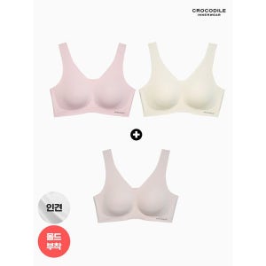 [크로커다일 이너웨어]  25SS 라이크라 인견쉘론 몰드부착 V넥 감탄브라 2+1 택1