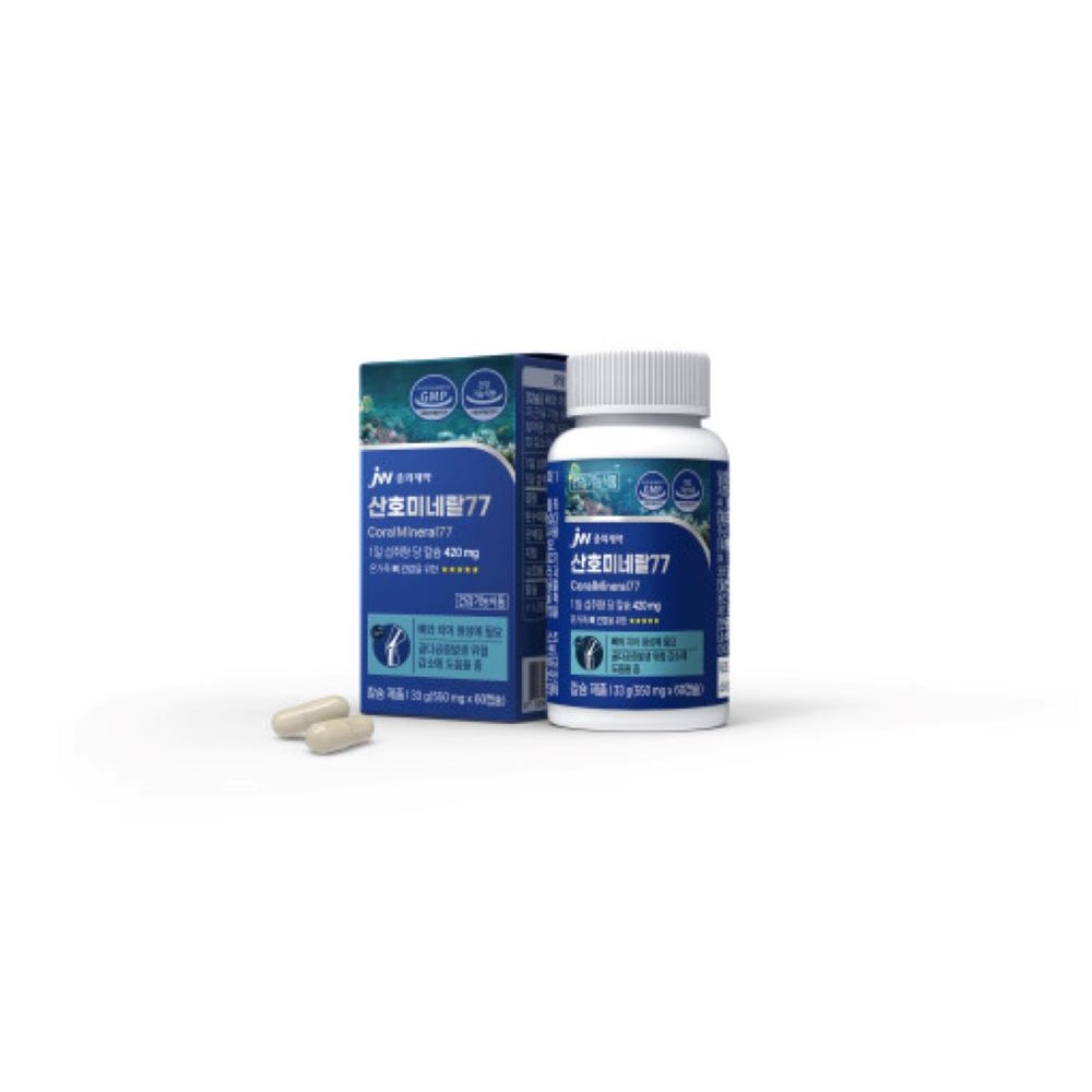 <b>중외제약</b> 산호미네랄77 칼슘420mg 고함량칼슘 뼈건강 칼슘영양제 마그네슘  6개  60정