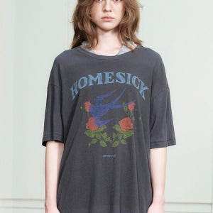오픈 와이와이 Rose & Swallow Tee, Charcoal