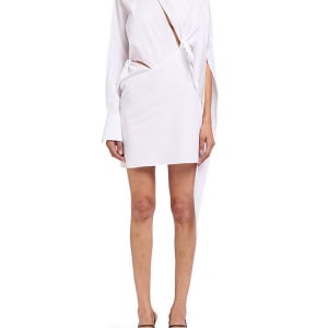 보야로브스카야 화이트 코튼 드레스 위드 노츠 DR-SS25-SCARFCO