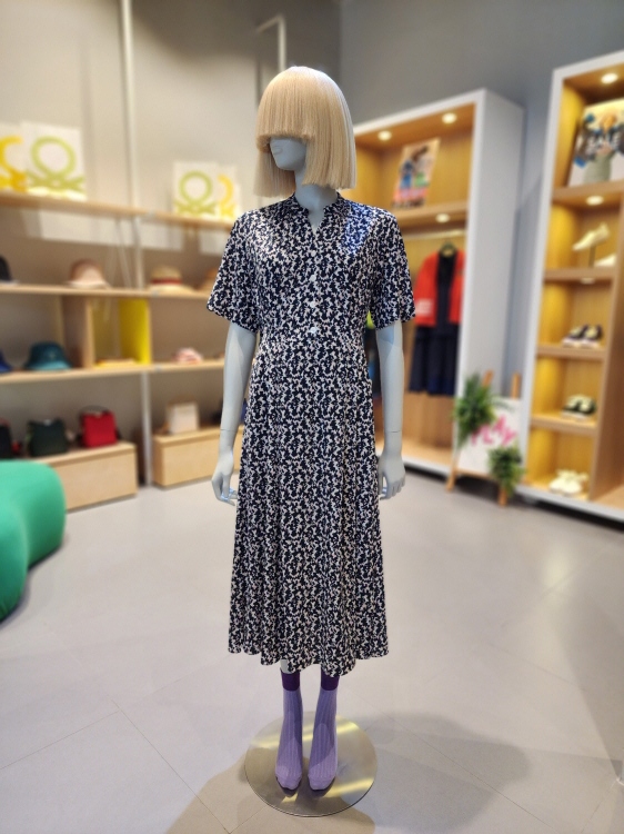 베네통 패턴 스모킹 원피스 BAOPA7331