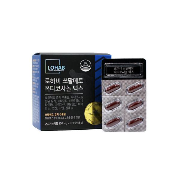 <b>로하비</b>쏘팔메토 옥타코사놀 맥스 소팔메토 <b>전립선</b>건강 60캡슐  60정  1개