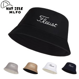 Fleeist 로고 버킷햇 - 블랙, 베이지, 화이트, 남해색 | 가벼움, 통기성, 접을 수 있음 | 하이킹, 캠핑, 해변 휴가에 완벽함 | 폴리에스터 소재, 손세탁 가능