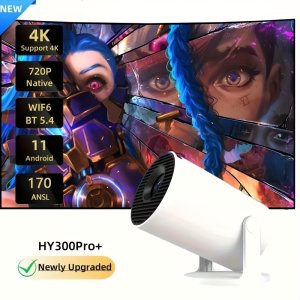 2025 NEW 업그레이드 HY300Pro+ 11 휴대용 프로젝터- Allwinner H713 듀얼 밴드 WiFi6 170 ANSI 무선5.4 원본 720P 1280*720P 자동
