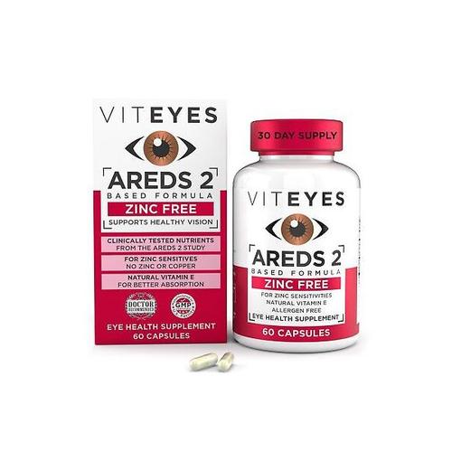 <b>Viteyes</b> AREDS 2 <b>아연</b> 프리 황반 지원 천연 알레르겐 캡슐...