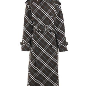 버버리 24FW 롱 체크 코튼 블렌드 트렌치 코트 8095300C1213 GREEN