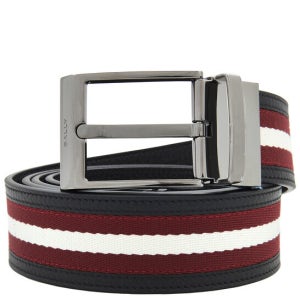 발리 스트라이프 리버서블 가죽 벨트 블랙 레드 본 리버시블 Striped Reversible Leather Belt MBB02P I946R