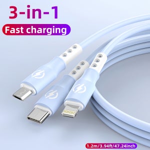 1개/3개 66W 3-in-1 고속 충전 USB 케이블 | 초고속 데이터 동기화, 유연하고 내구성 우수, ≤36V, Samsung, OnePlus, Mi 13, Huawei,