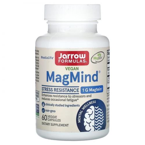 Jarrow Formulas, 비건 <b>MagMind</b>, 스트레스 완화, 베지 캡슐 60정