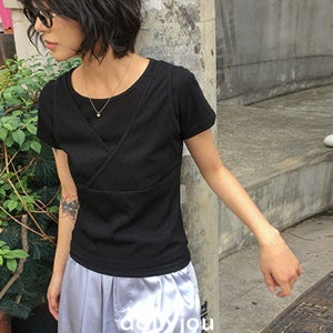 반소매티셔츠 [MADE] 에이디 브이넥 나시 반팔 레이어드 세트