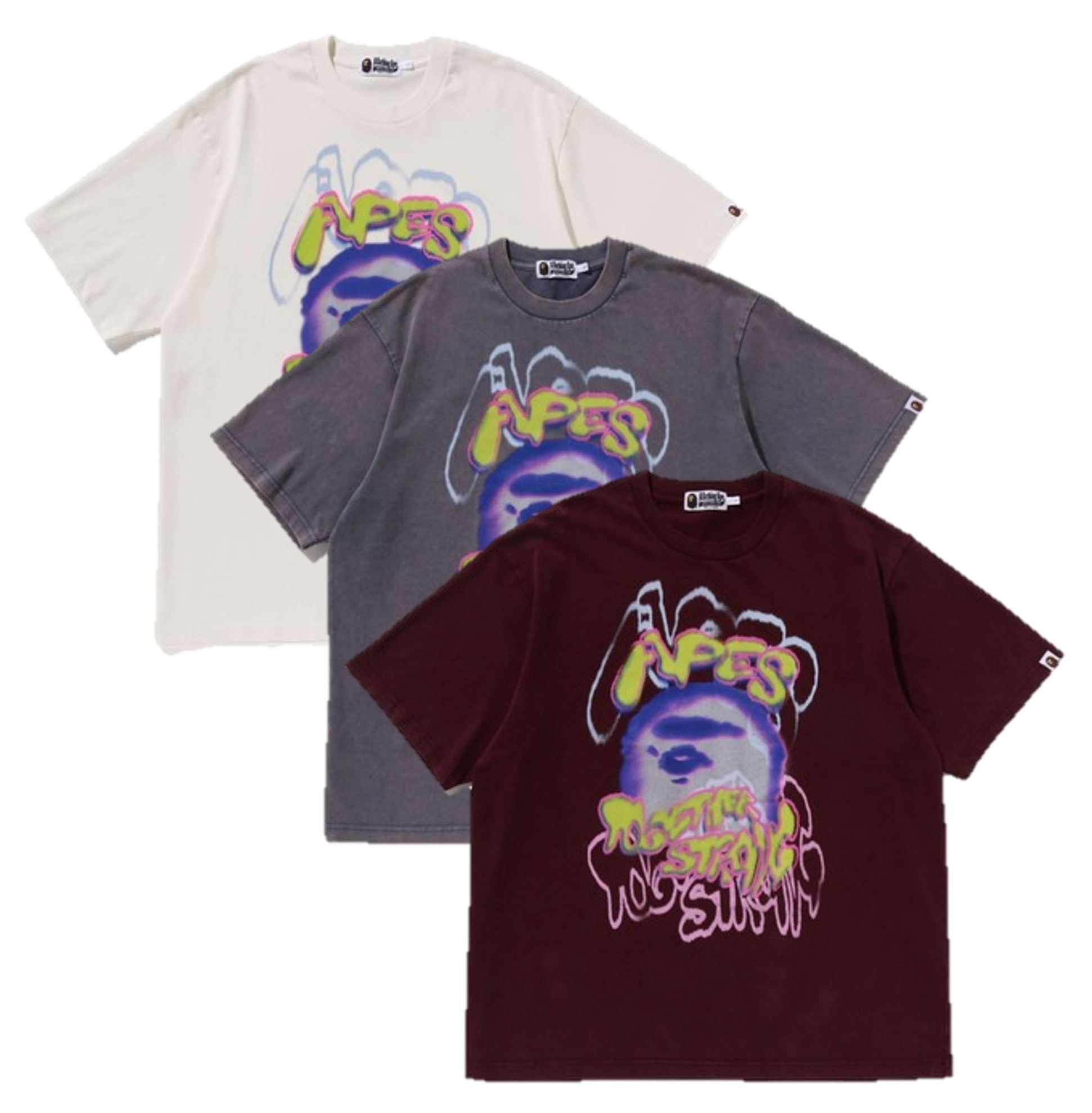 베이프 헤비 워시드 로고 릴렉스 핏 티셔츠 3컬러 1L30109349