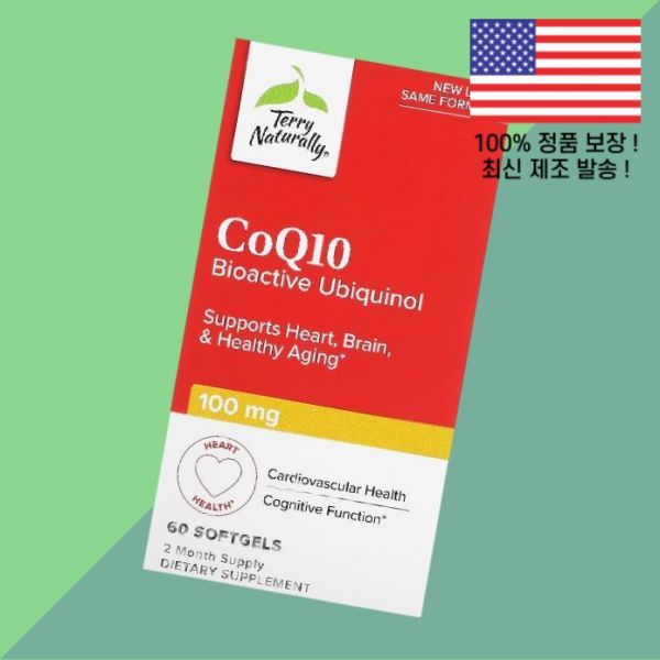 테리 내추럴 코엔자임Q10 코큐텐 코엔자임큐텐 CoQ10 <b>바이오액티브</b> <b>유비퀴놀</b> 유비퀴논 <b>100mg</b> 60 소프트젤