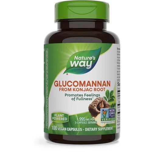 <b>Nature’s Way</b> 곤약 뿌리의 프리미엄 허브 글루코만난, 1회 제공량당 1,995mg, 100캡슐