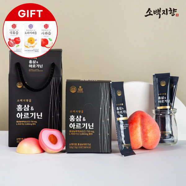 <b>소백지향</b> <b>소백지향</b> 6년근 홍삼L-아르기닌 <b>에너지</b>보충 30포 선물세트 햇살듬뿍 건강즙 3포 증정