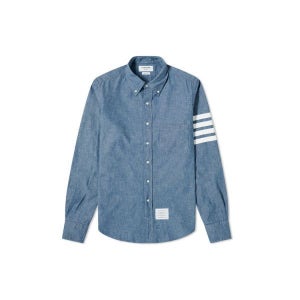 톰브라운 270544 4바 스트라이프 스트레이트 핏 샴브레이 셔츠 MWL272E 00111 450 413656