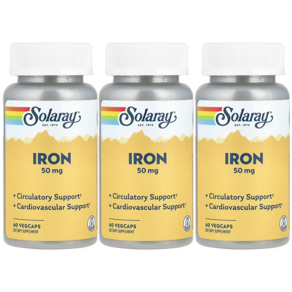솔라레이 철분 아이언 <b>Iron 50mg</b> 60정 3개