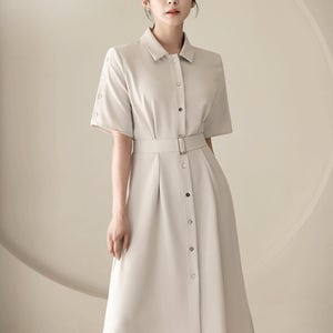 [2way/데일리룩]하덴 소매버튼 플레어 원피스