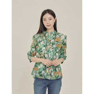 [올리비아하슬러]  그린 플라워가든 프린팅 여성 블라우스 OHCMBL303