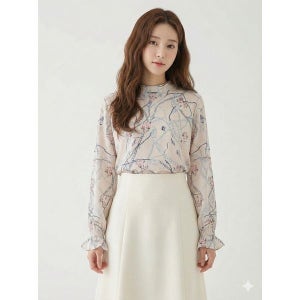 [크로커다일레이디] 라이트 핑크 플라워 체인 포인트 블라우스 CLCSBL102