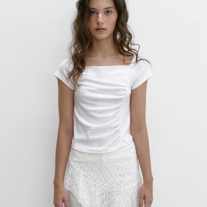 아수라 Back Slit Shirring T (Ivory)