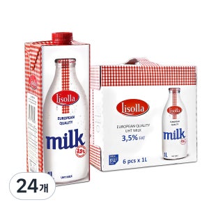리솔라 멸균우유 1L 24개 폴란드산 원유 100% 유지방 3.5%  수입 멸균 우유 테트라팩 스마트캡 흰우유 밀크