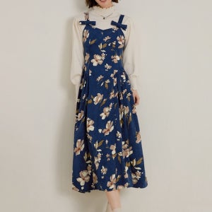 [LANGSON]랭썬 빈티지 플로럴 코듀로이 원피스(K1720493536299015BL01)