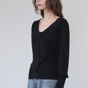 [미케네][MICANE]샬럿 프린지 브이-넥 가디건(K1742185718507098BK01)