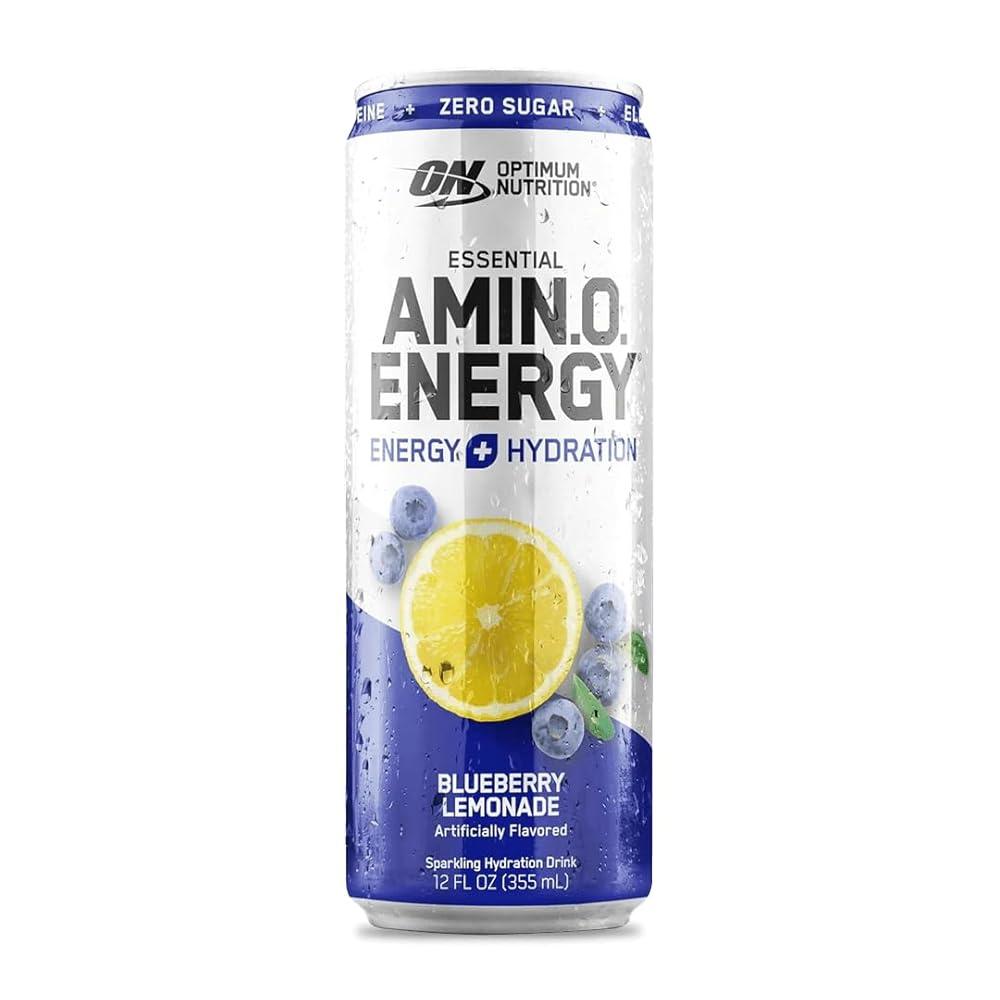 Optimum Nutrition Amino Energy 스파클링 하이드레이션 드링크 전해질 카페인 아미노산 BCAA 무설탕 블루베리 레모네이드 355ml(12온스)  1개  355