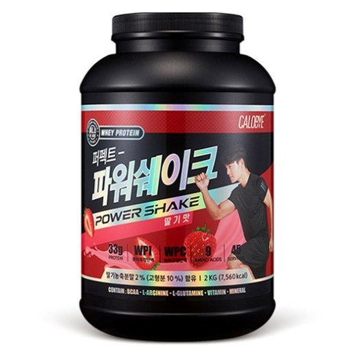 칼로바이 <b>퍼펙트파워</b>쉐이크 대용량 단백질보충제 프로틴 <b>BCAA</b> 딸기맛  2kg  5개