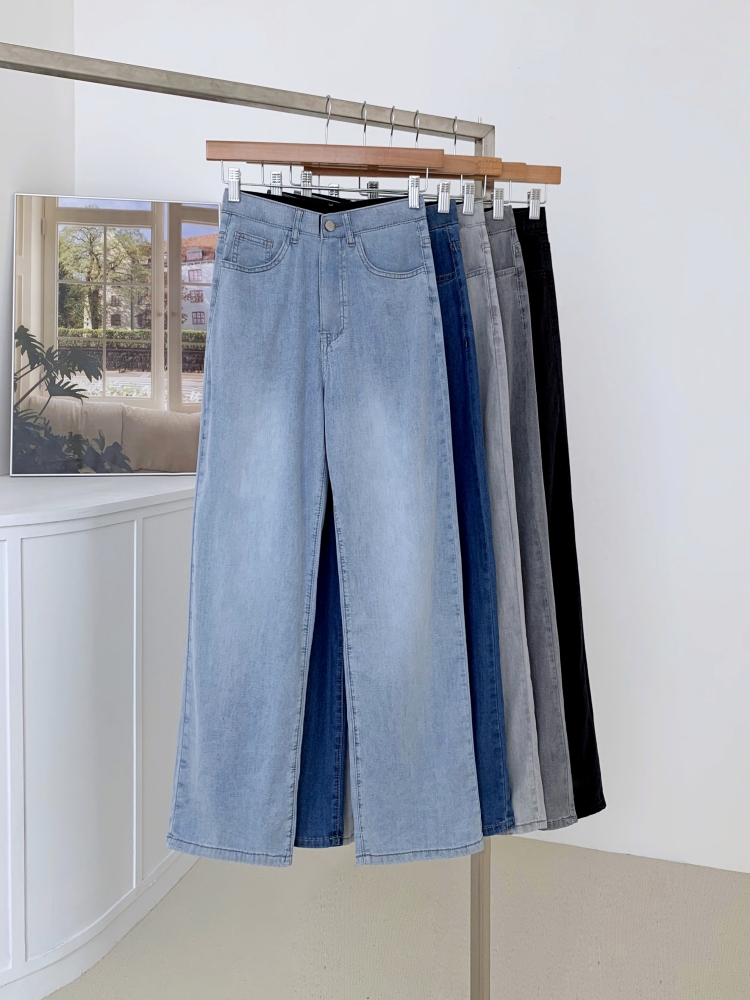 3기장 -5도씨 썸머 텐셀 세미와이드 일자 밴딩 하이웨스트 청바지