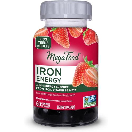 MegaFood <b>메가푸드</b> Iron <b>에너지</b> 구미 스트로베리 플레이버 60구미 2개